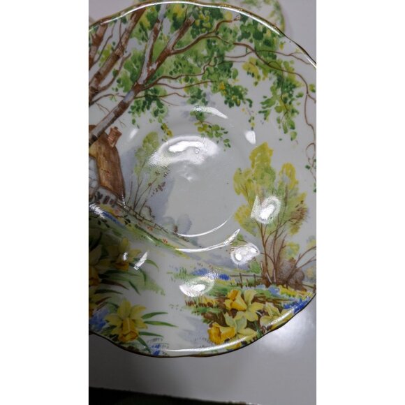 Hammersley Lorna Doone Cup Saucer Trio Set Floral Cottage Scene England Vintage - Picture 13 of 16